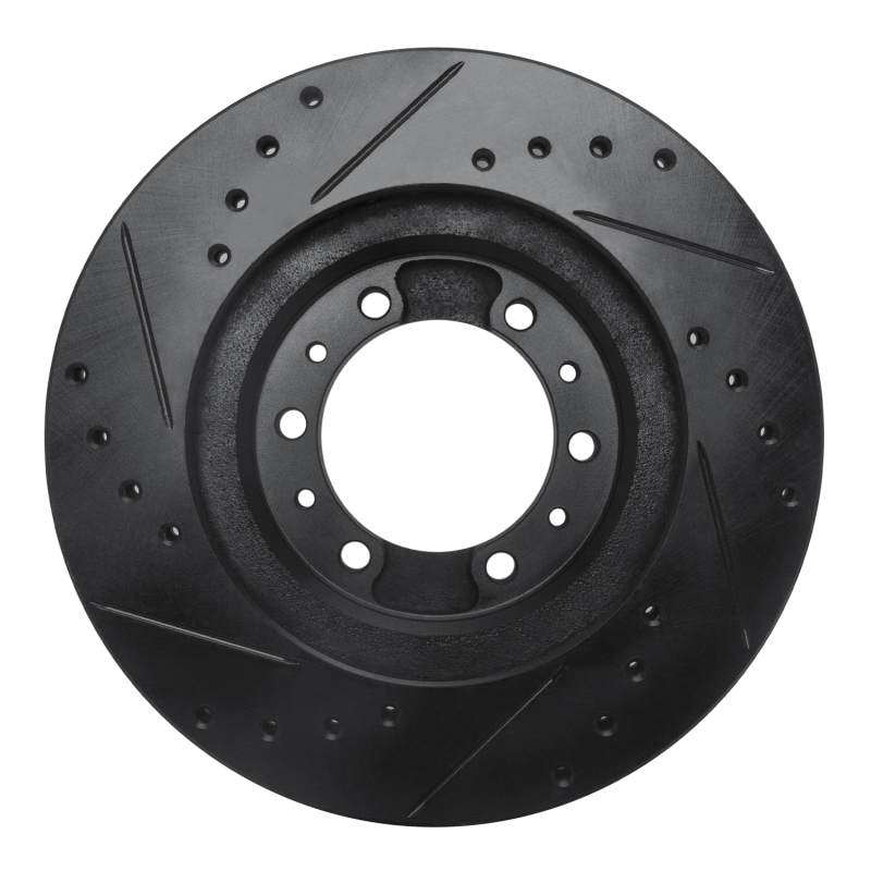 Mitsubishi Montero Sport Brake Rotor (1) - Front Right - R1 Concepts - Drilled & Slotted - Black - `90-`04